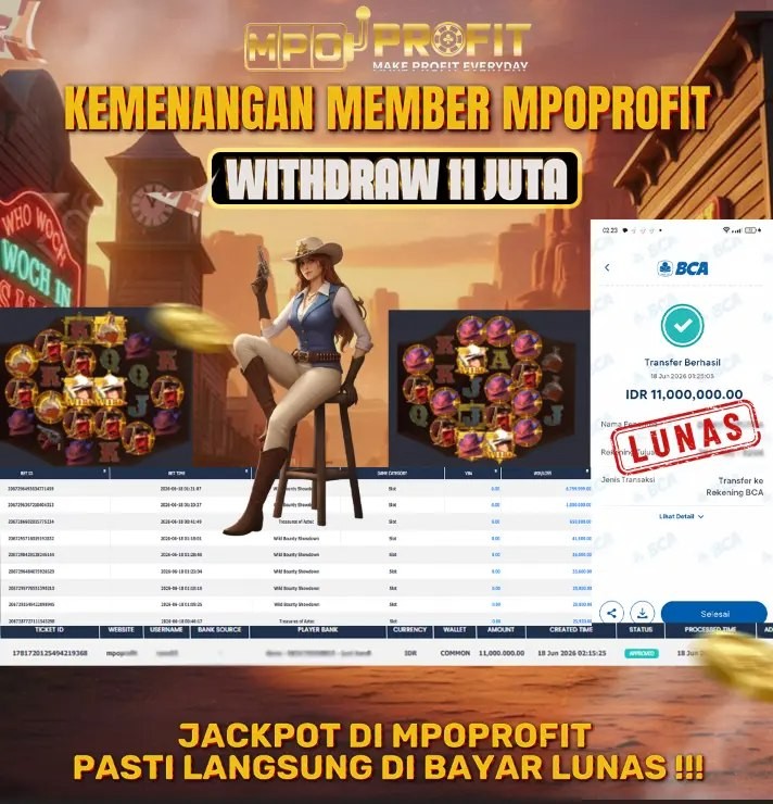 MPOPROFIT JACKPOT SLOT PGSOFT! KEMENANGAN MURNI DI (WILD BOUNTY SHOWDOWN  TOTAL RP 11.000.000,- LUNAS)